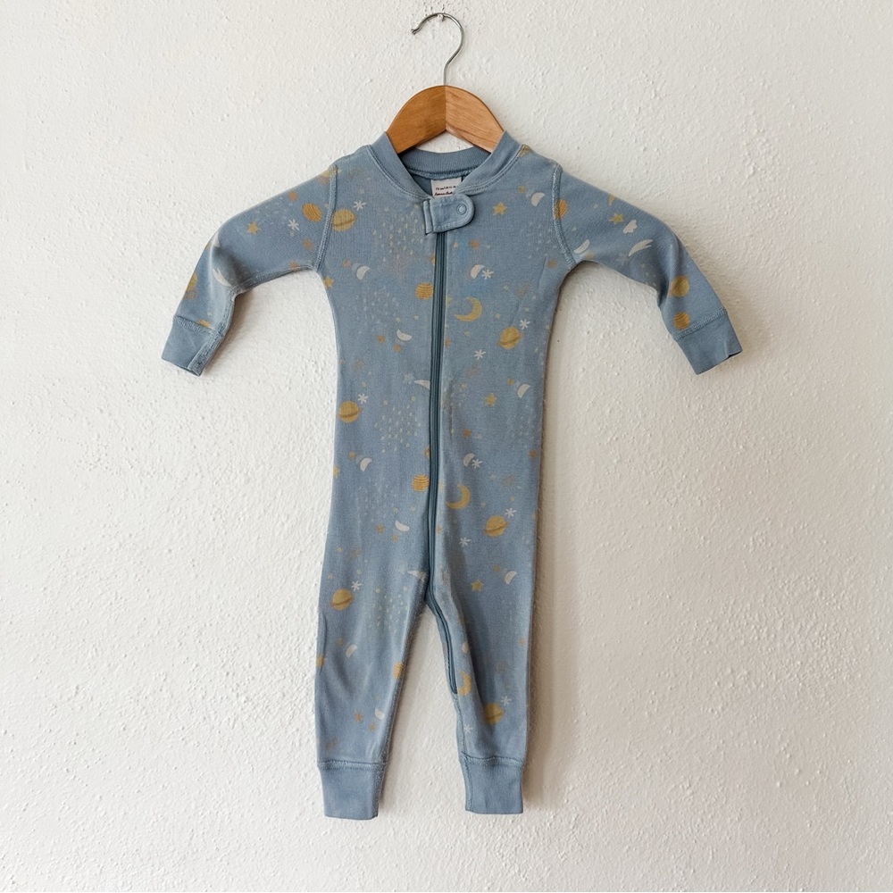 Hanna Andersson Toddler Stars & Moons Dusty Blue Zip Jammies